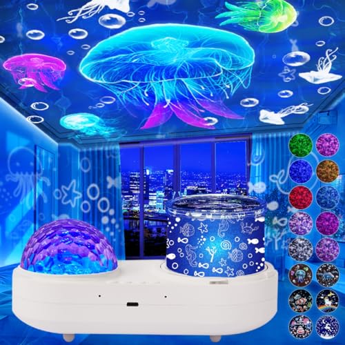 Ocean Wave Projector, Night Light Projector for Kids, 10 Colors of Ocean Waves and 6 Sets of Films, Ocean Light Projector with Timer 360° Rotation for Baby and Girls, Christmas, Room Decor