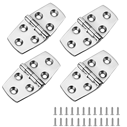 ODYSUNRAL Boat Hatch Hinges, Marine Hinges Stainless Steel, 3 inch x 1.5 inches (76 x 38mm), No Noise, Heavy Duty 316 Stainless Steel with Screws (4 PCS)