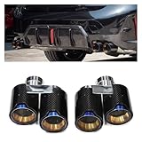 Quad Carbon Fiber Exhaust Tip Compatible For BMW G20 G21 330i 320d 330d 325i Muffler Tip Exhaust Nozzle Exhaust Tip 2.5'' Inch Tip(Carbon Fiber A)