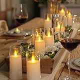 Homemory Pure White Acrylic Flameless Candles, LED Candles, Battery Operated Candles with Remote Control and Timer, Fake Electric Candles, Wedding, Home Decor, Set of 9