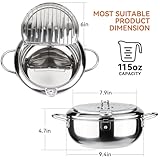 Kerilyn Deep Fryer Pot, 9.4 Inch/3.4 L Janpanese Style Tempura Frying Pot with Lid, 304 Stainless Steel with Temperature Control and Oil Drip Drainer Rack, for Kitchen French Fries, Chicken etc