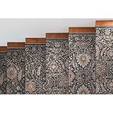 Well Woven Asha Collection Elegant Charcoal Grey Oriental 25' Foot Runner Rug Perfect for Hallway Staircase Ideal for High-Traffic Areas with Vintage-Inspired Low Pile