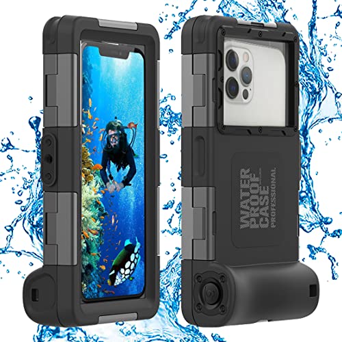 LY LANYOS Waterproof Underwater Snorkeling Diving Phone Case for iPhone 15/14/13/12/11 Pro Max Mini Xr/X/Xs and Galaxy S24/S23/S22/S21 Ultra Plus Professional [15m/50ft] Photo Video Cover (SG Black)