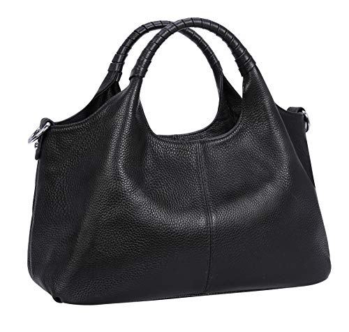 Iswee Black Leather Purse Women's Crossbody Handbags and Purses for Women Bags Satchel Ladies Handbags Tote Bag Designer Hobo Purses with Pockets (Black)