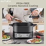 Electric Hot Pot 6L Ungraded | Electric Skillet Removable with PFOA-Free Nonstick Coating, Soup Pot Power Adjustment | 1600W with Timer