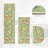 KIMODE Boho Floral Kitchen Rugs Sets of 3, Green Kitchen Rugs Non Skid Washable, Long Kitchen Mats for Floor, Comfort Kitchen Runner Rug, Half Circle Rugs for Kitchen Hallways Laundry Sink Bathroom