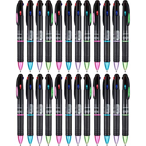 JOVITEC 24 Pack 0.7mm 4 Color Multicolor Ballpoint Pens, 4-in-1 Multi Colored Gel Ink Retractable Ball Point Pens Gifts for School Student Office Teacher Nurse Staff Holiday Party Favors