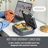 Bentgo Modern - Leak-Resistant Bento Lunch Box For Adults, Teens, & Larger Appetites; Reusable BPA-Free Meal Prep Container with 3 or 4 Compartments, Dishwasher/Microwave Safe; 44oz (Dark Gray)