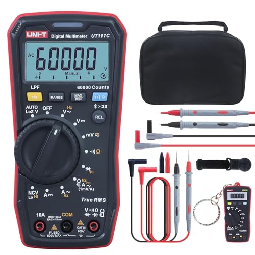 UNI-T High-Precision Digital Multimeter, 60000 Counts Non-Contact 600V AC/DC Voltage Detection LOZ/LPF Tester Measures Current Frequency Resistance Capacitance Bluetooth App Support UT117C