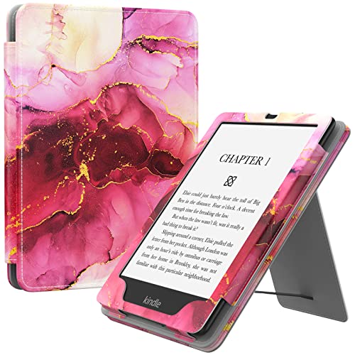 MoKo Case for 7"/6.8" Kindle Paperwhite(12th/11th Generation-2024/2021) and Kindle Colorsoft Signature Edition, Slim PU Shell Cover Case with Auto-Wake/Sleep for Kindle Paperwhite 2024, Rose Purple
