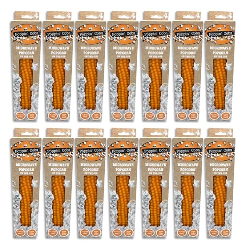 Microwave Popcorn on the Cob - Pops off the Cob | Poppin' Cobs Popcorn | Single Pack Case (14 Count) | Single Ingredient | Gluten Free | Non-GMO | Single Harvest | Farm Fresh | Farmer Owned