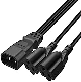 Toptekits C14 to Dual NEMA5-15R Power Plug,IEC 320 C14 Male to 2XNEMA5-15R Splitter Power Cord, IEC 320 C14 to 2X5-15R Adapter Converter (C14 to 2XNEMA5-15R)