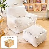 Cvortll Bean Bag Chair with Ottoman, Armrest Bean Bag Chair with Filler, Ultra Soft Fluffy Faux Fur Bean Bag Chair with Foot Rest, Plush Lazy Sofa with Foot Stool for Living Room, Dorm