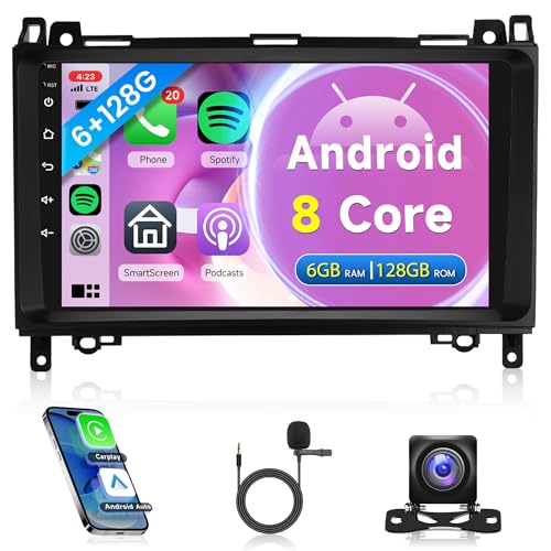 8Core 6G+128G Radio for Mercedes Benz W906 Sprinter W169 W245 W639 Vito Viano, Rimoody Car Stereo Carplay Android Auto 9'' Touchscreen GPS 4G WiFi BT/FM DSP-36 Mirror Link 59-UI Themes Backup Camera