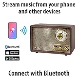 Victrola Retro Wood Bluetooth Radio with Built-in Speakers, Elegant & Vintage Design, Rotary AM/FM Tuning Dial, Wireless Streaming, Espresso