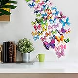 120PCS 3D Colorful Butterfly Wall Stickers, Butterfly Wall Decals, Removable Butterflies DIY Art Decor Crafts for Party Offices Bedroom Room Sticker Set