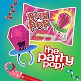 Ring Pop Individually Wrapped Pink Strawberry 30 Count Bulk Lollipop Pack – Strawberry Flavored Lollipop Suckers for Kids - Fun Candy Bulk for Gender Reveal Parties, Bachelorettes, & Party Favors