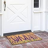 Juvale Floral Spring Coir Door Mat for Front Door, Entryway, 17x30 Lavender Flower Welcome Mat for Garden, Garage, Patio, Home, Porch Decor, Coco Coir Doormat