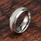 100S JEWELRY White Gold Tungsten Rings For Men Women Wedding Band SandBlasted Finish Dome Edge Sizes 6-16 (Tungsten, 8)