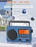 Digital AM FM Shortwave Radio with Best Reception,4000mAh Rechargeable Portable Radio with NOAA Weather Alert, Big Speaker, Digital Tuner and Stereo Earphone,Support Micro SD Card and USB MP3 Player