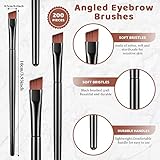 Gerrii 200 Pieces Disposable Angled Eyebrow Brushes Bulk Brow Tint Brushes Eye Makeup Brush Eyeliner Brush Tinting for Women Girls Salon Beauty Cosmetic Make up Tool Esthetician Supplies(Black)