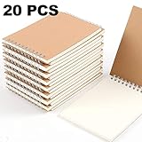 HOZEON 20 PCS A6 Size Top Spiral Bound Sketch Notebooks, Blank Kraft Brown Cardboard Cover Sketch Pad for Animation, Sketching, Drawing, Doodling and Journaling, 60 Sheets for Each Pad