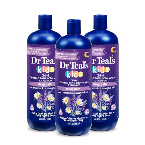 Dr Teal's Kids 3-in-1 Sleep Bath: Bubble Bath, Body Wash & Shampoo with Melatonin & Essential Oil, 20 fl oz (Pack of 3)