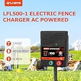 Electric Fence Charger AC Powered 100 Miles 300 Acres, 110 Volt 6.7 Joule Plug-In Electric Fence Energizer, Output Voltage Max 10.2 kV for Livestock, Preventing Predators from Intruding