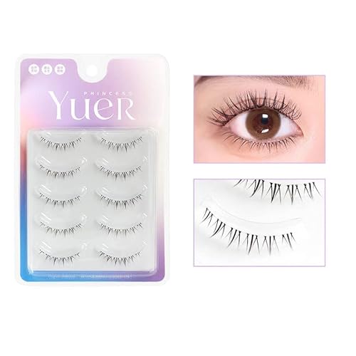 LASGOOS Bottom Lower Under False Eye Lashes 5 Pairs Length 5-6mm Pack Grafted Clear Thin Band Fake Eyelashes Natural Lashes For Wedding Bride Daily Eye Makeup GX03