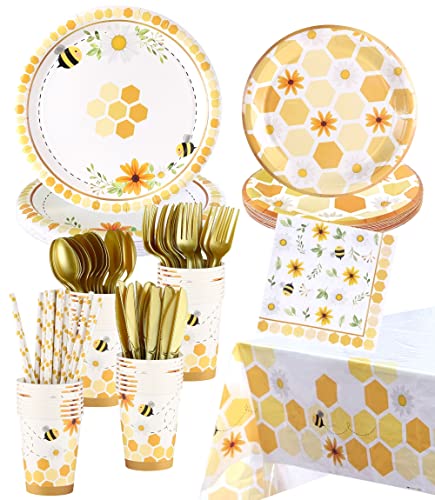 Bee Party Decorations - Serves 16 - Bee Plates and Napkins Party Supplies Cups Bee Party Favors Bee Birthday Party Decorations Bee Baby Shower Decorations What Will it Bee Gender Reveal Fun To Bee One