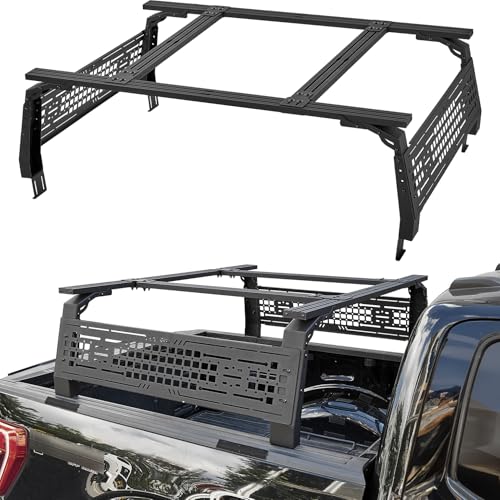JOYTUTUS 16.5-21.2" High Truck Bed Rack for Full Size & Mid Size Truck Adjustable Overland Bed Rack Compatible with F150 F250 F350 Silverado Sierra Ram Tundra Tacoma Gladiator