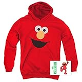 Popfunk - Youth Sesame Street Elmo Face Pull-Over Hoodie Sweatshirt for Boys & Stickers (Small)