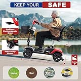 Metro Mobility Scooters for Adults, 4 Wheel Powered Mobility Scooters Electric Scooter for Seniors 265 lbs Capacity Folding Mobility Scooter Lightweight 10 Miles Long Travel Range Red