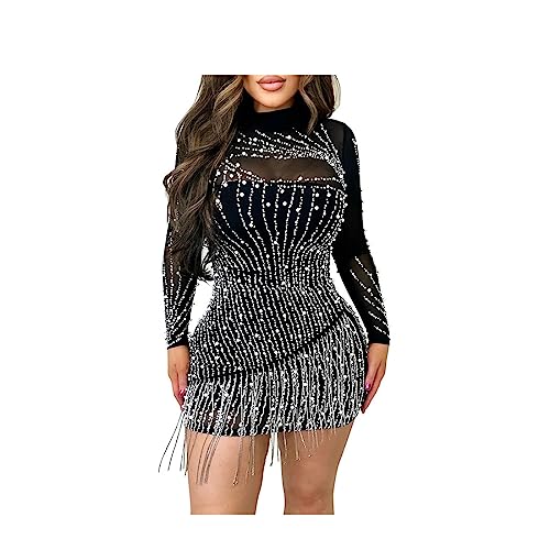 Diamond Dress Sexy Dresses for Club Night (5818-Black-S