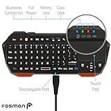 Fosmon Mini Bluetooth Keyboard (QWERTY Keypad), Wireless Portable with Touchpad, Compatible with Apple TV, Amazon Fire Stick, PS4, PS4 Pro, PS5, HTPC/IPTV, VR Glasses, Smartphones