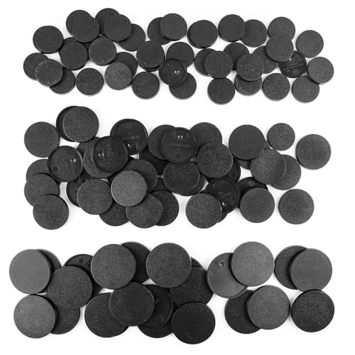 100PCS Miniature Bases+120PCS Adhesive, 25mm 32mm 40mm Mix Black Round Plastic Model Bases for Gaming Miniatures Collectible War Table Game or Wargames Board Game