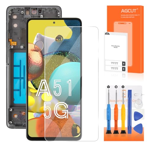 OLED for Samsung Galaxy A51 5G Screen Replacement for Samsung A51 5G LCD Display A516V SM-A516U1 A516 SM-A516U LCD Digitizer Touch Assembly with Frame(Support Fingerprint)
