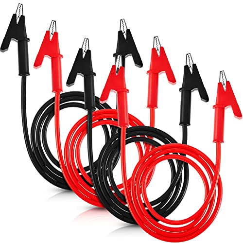 Dunzy 4 Pcs 14 Gauge Jumper Wires Alligator Clips to Alligator Clip Electrical Test Wires Set Silicone Flexible Cable for Electrical Testing (3.3 Ft)