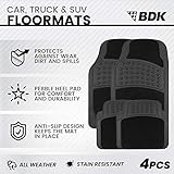 BDK Motor Trend Automotive Car Floor Mats & Cargo Trunk Liner for Coupe Sedan SUV Van, 5 PC Mat Combo, Carpet/Rubber HybridMats, Heavy Duty All Weather Trim-to-Fit Design Black