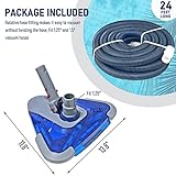 POOLWHALE Professional 1-1/2-Inch x 24-Feet Swimming Pool Vacuum Hoses with Swivel Cuff and Triangular Weighted Flex Vacuum Head,Perfect for Above Ground and Inground Pools