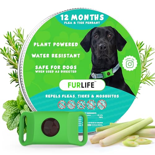 FurLife Green Dog Tag, Flea and Tick Prevention for Dogs - Waterproof Pendant for Collar, Safe for All Breeds