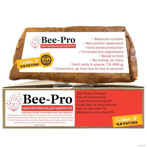 Mann Lake Bee-Pro Patties, Enhanced with Pro Health Digestive Aid, Boosts Brood Production, Protein Pollen Substitute, 10 Lbs