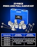 Orion Motor Tech Bushing Press Kit, 27pc Pull and Press Sleeve Kit for Most LCV HGV Engine Cars Vehicles, Universal Seal Bearing Bushing Removal Installation Tool Kit 5 Pulling Spindles with Nuts Case