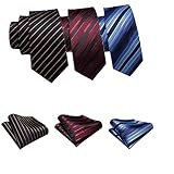 Barry.Wang 6 PCS Men Ties Set Silk Business Fashion Woven Necktie Handkerchief Cufflinks Paisley Stripe Wedding Party