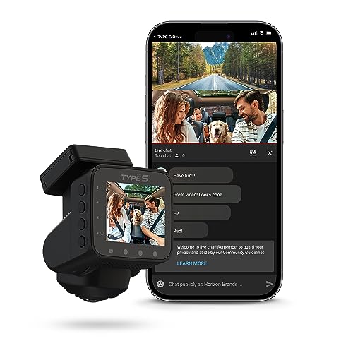 Type S P100 Smart 360° Dash Camera Front & Inside, Parking Surveillance, 1080P Blind Side Coverage, VR 360 Video Recording Mode, Automatic Night Vision, Uber Lyft, SD Card Included