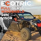 ECOTRIC Full Glass Windshield + Sun Visor Compatible With 2017 2018 2019 2020 2021 2022 2023 Can Am X3 Maverick all models, Tough & Durability