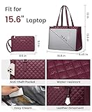 LOVEVOOK Lunch Tote Bag for Women, 15.6 Inch Laptop Bag with Insulated Lunch Compartment, Quilted Large Capacity Computer Handbag with Purse for Business, Work, Nurse, Collage, Office, Casual, Wine