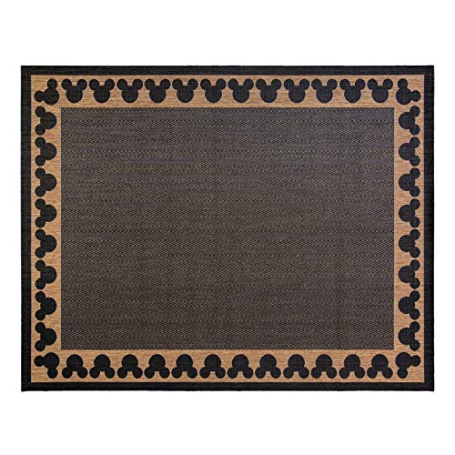 Gertmenian Mickey Mouse Indoor Outdoor Rug, Disney Home Decor, Perfect Area Carpet for Deck, Patio, Sunroom, Office, Playroom, Living Room, 5x7 Standard, Border Gold Brown, 31290