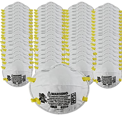 3M Personal Protective Equipment Particulate Respirator 8210, Pack of 160, N95, Disposable, NIOSH APPROVED, Smoke, Dust, Grinding, Sanding, Sawing, Sweeping