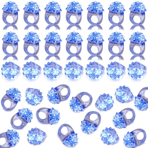 LACGO 60 PCS Halloween LED Flashing Bumpy Rings - Jelly Blinking Rubber Rings with Blue Light Adult Novelty Favor Glow up Finger Toys Gift for Birthday Bachelorette Parties Wedding Prizes